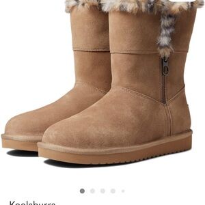 Koolaburra Tan Suede Fur-Lined Boots